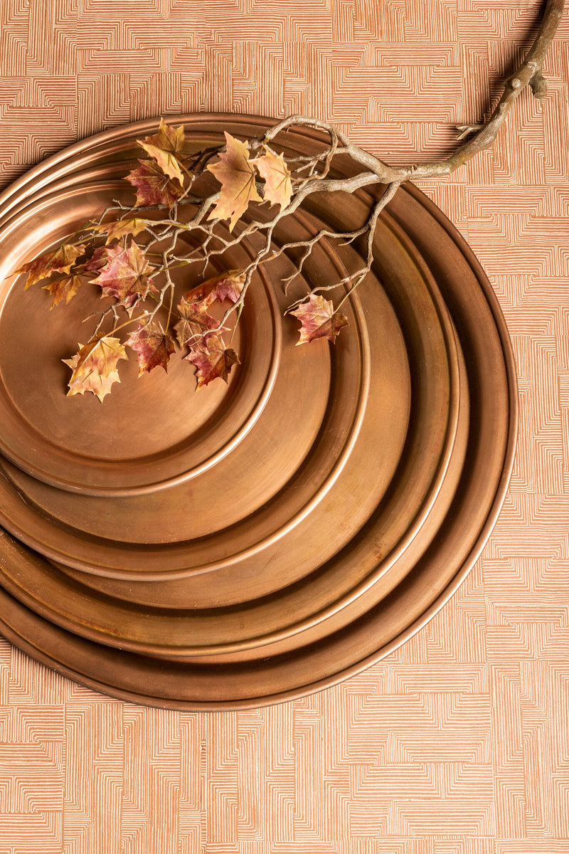 Aspyn Copper Iron Round Bowl With Border M