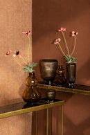 Joyca Brown Glass Vase Ribbed Round L