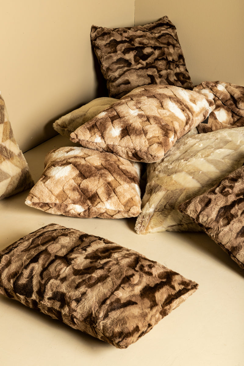 Kathleen Cream Artificial Fur Cushion Rectangle
