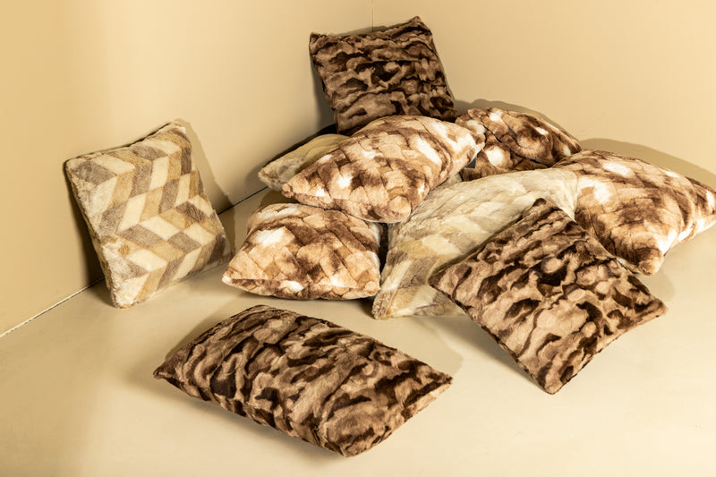 Kathleen Cream Artificial Fur Cushion Rectangle