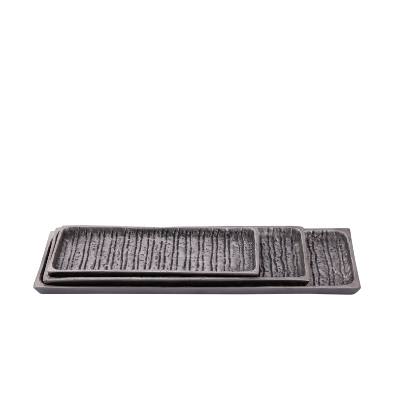 Grail Silver Alu Plate With Stripes Rectangle L