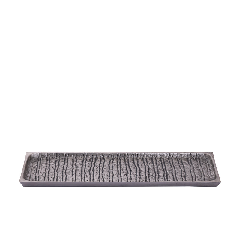 Grail Silver Alu Plate With Stripes Rectangle L