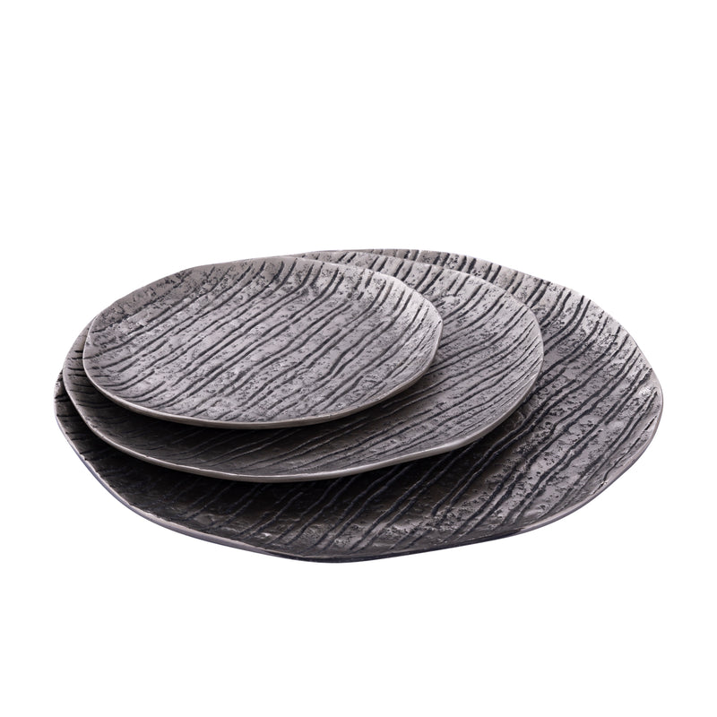 Grail Silver Alu Plate With Stripes Round L