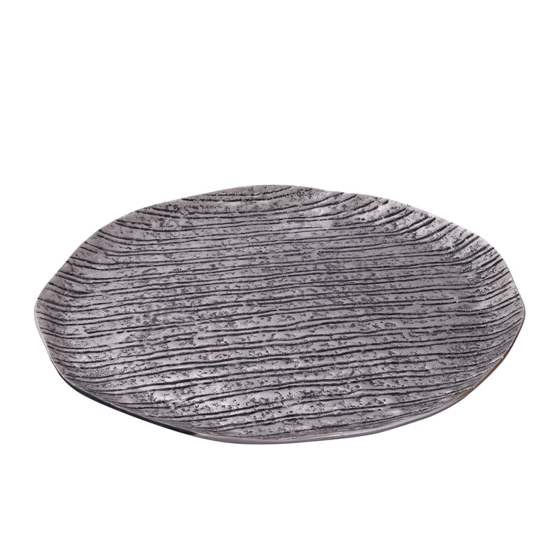 Grail Silver Alu Plate With Stripes Round L