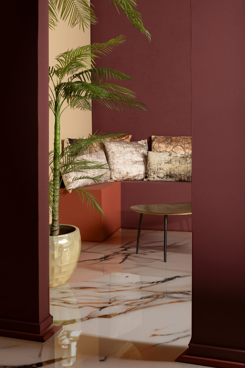 Kyleen Gold Velvet Rect Cushion Crackle Print