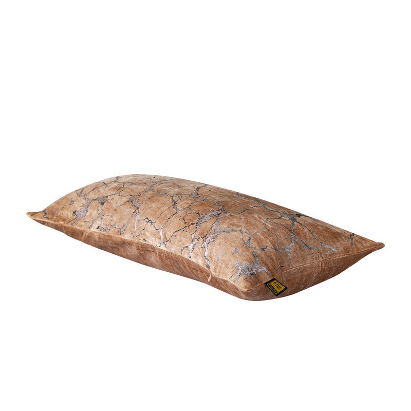 Kyleen Gold Velvet Rect Cushion Crackle Print