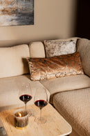 Kyleen Gold Velvet Rect Cushion Crackle Print