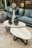 Muka Coffeetable High Dark Grey Base White Marble