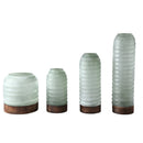 Yana Green Matte Ribbed Glass Vase Round High L