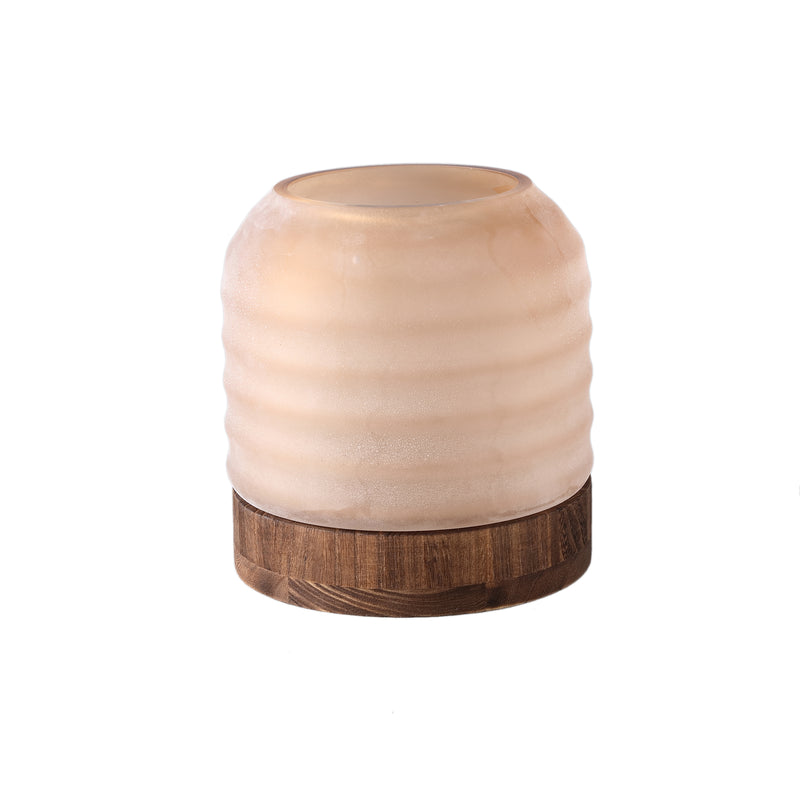 Yana Brown Mattre Ribbed Glass Vase Round Low