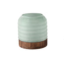 Yana Green Matte Ribbed Glass Vase Round Low