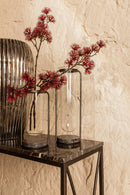 Kirsa Black Round Glass Vase Metal Marble Holder L