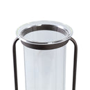 Kirsa Black Round Glass Vase Metal Marble Holder L