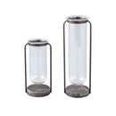 Kirsa Black Round Glass Vase Metal Marble Holder L