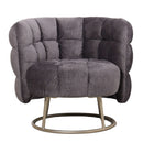 Fluffy Grey Fauteuil Vogue 16 Graphite Gold Base