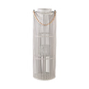 Zafria Cream Round Bamboo Lantern With Glass L