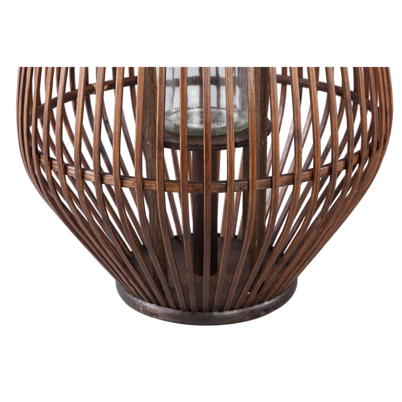 Lysia Brown Round Bamboo Lantern With Glass L (set of 2)