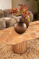 Fieron Natural Wooden Coffee Table Double Rnd Base