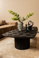 Fieron Black Wooden Coffee Table Double Round Base