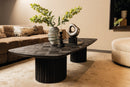 Fieron Black Wooden Coffee Table Double Round Base