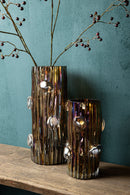 Parke Brown Solid Glass Vase With Dots Round S