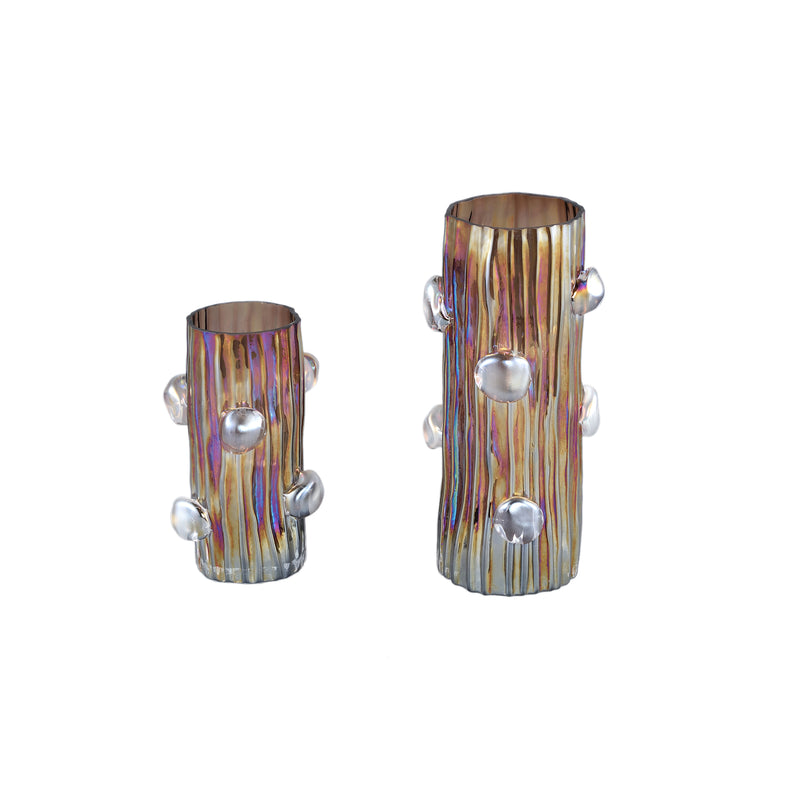Parke Brown Solid Glass Vase With Dots Round L