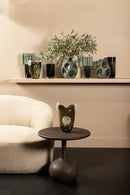 Maayan Green Ribbed Glass Vase Wide Top Round L