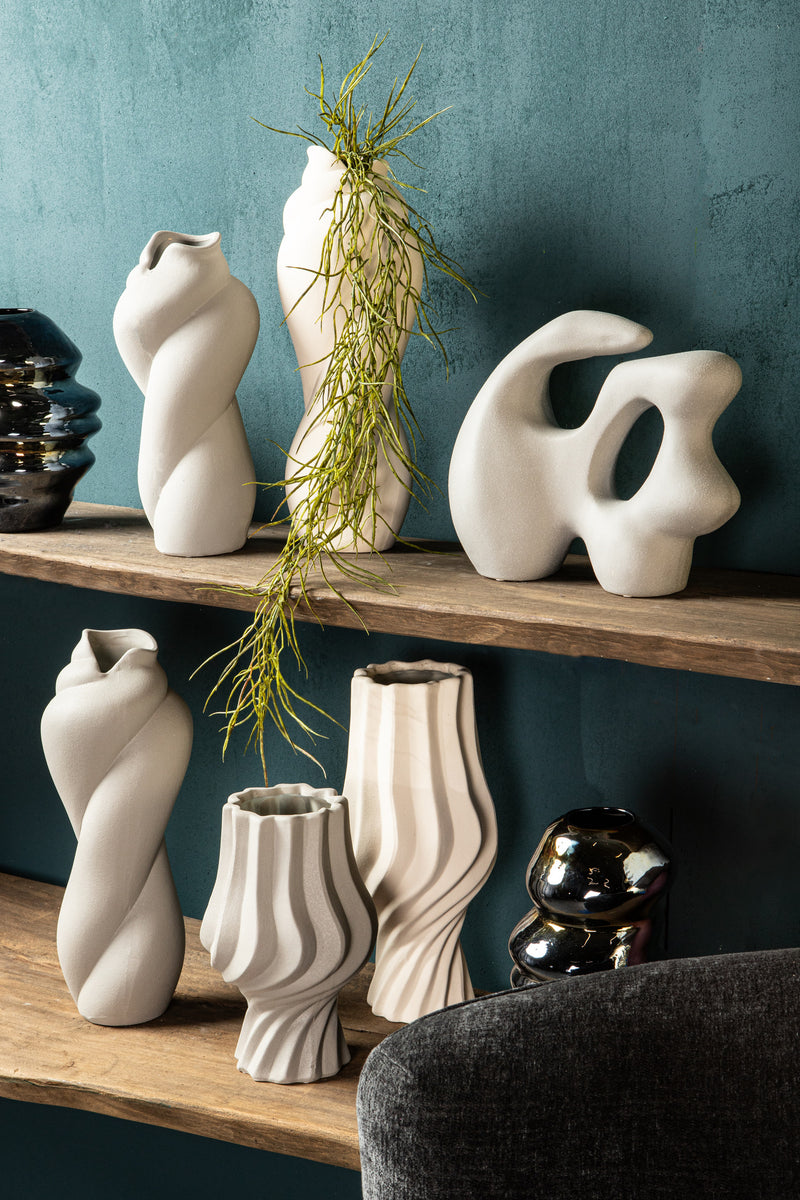 Donnella Taupe Ceramic Matt Glazed Thick Swirlpot L