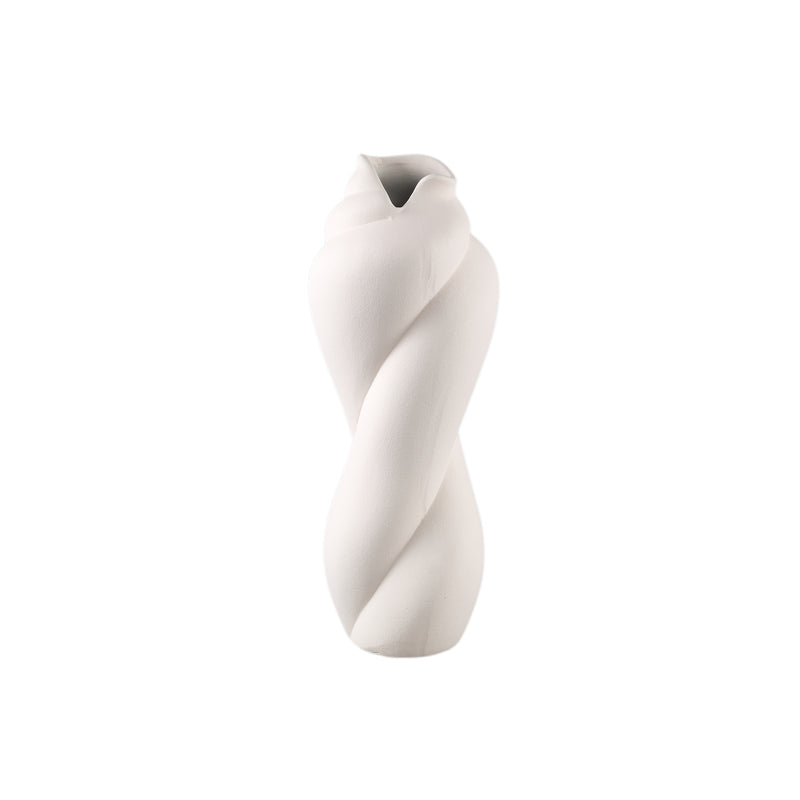 Donnella Cream Ceramic Matt Glazed Thick Swirlpot L