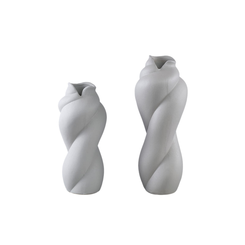 Donnella Taupe Ceramic Matt Glazed Thick Swirlpot S