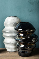 Orietta Grey Matte Glass Vase Wavy Round L