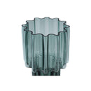 Maayan Green Ribbed Glass Vase Wide Top Round L