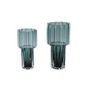 Maayan Green Ribbed Glass Vase Wide Top Round L