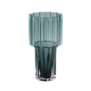 Maayan Green Ribbed Glass Vase Wide Top Round L