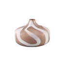 Nuhin Cream Glass Vase White Stripes Round