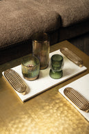 Dez White Marble Rectangle Tray Golden Handles L