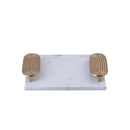 Dez White Marble Rectangle Tray Golden Handles S