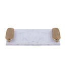 Dez White Marble Rectangle Tray Golden Handles L