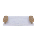 Dez White Marble Rectangle Tray Golden Handles L