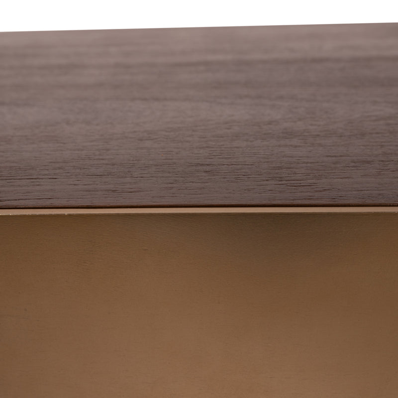 Warren Coffee Table 90x90x31 Brown Wood Gold Metal