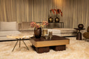 Warren Coffee Table 90x90x31 Brown Wood Gold Metal