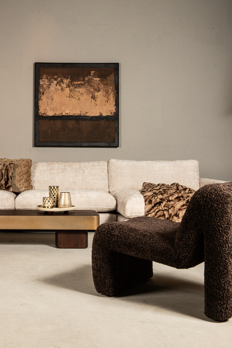 Warren Coffee Table 180x45x31 Brown Wood Gold Mtl