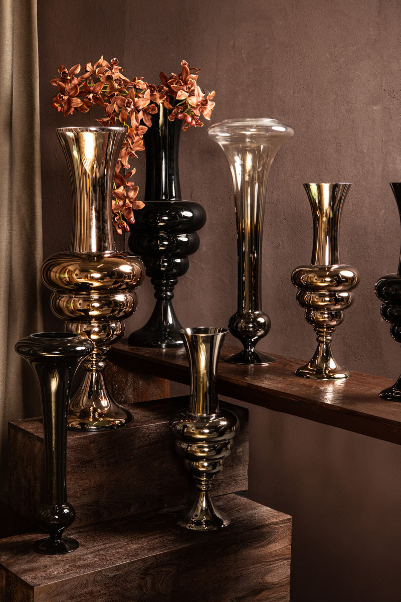 Nimai Black Antique Shaped Glass Vase Shiny S