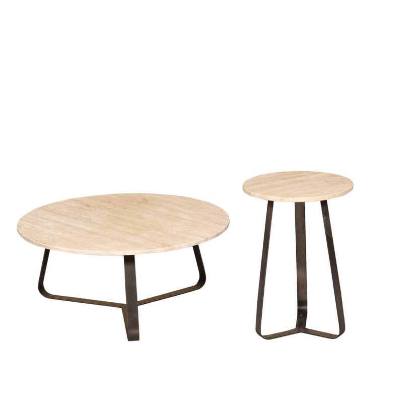 Micka Black Travertine Coffeetable Round Small
