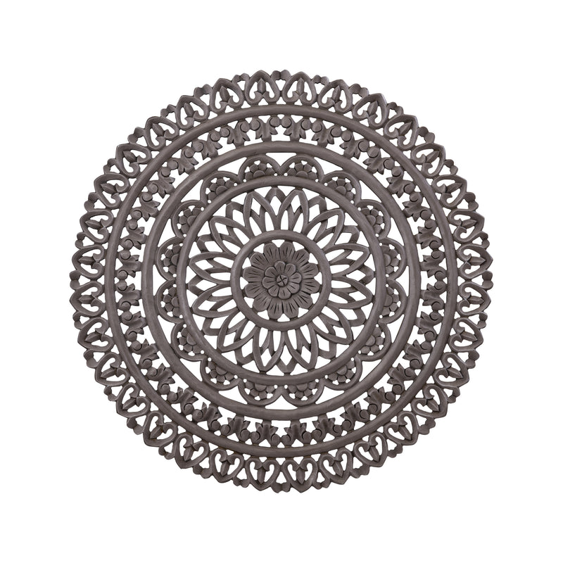 PTMD Farris Brown Round Mdf Wall Panel Carved S