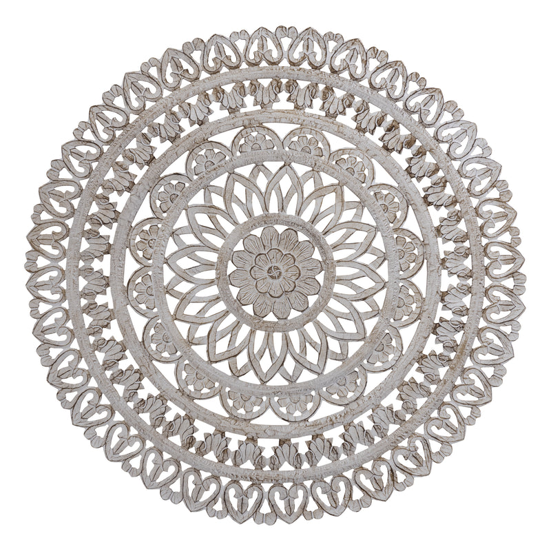 PTMD Farris Cream Round Mdf Wall Panel Carved L