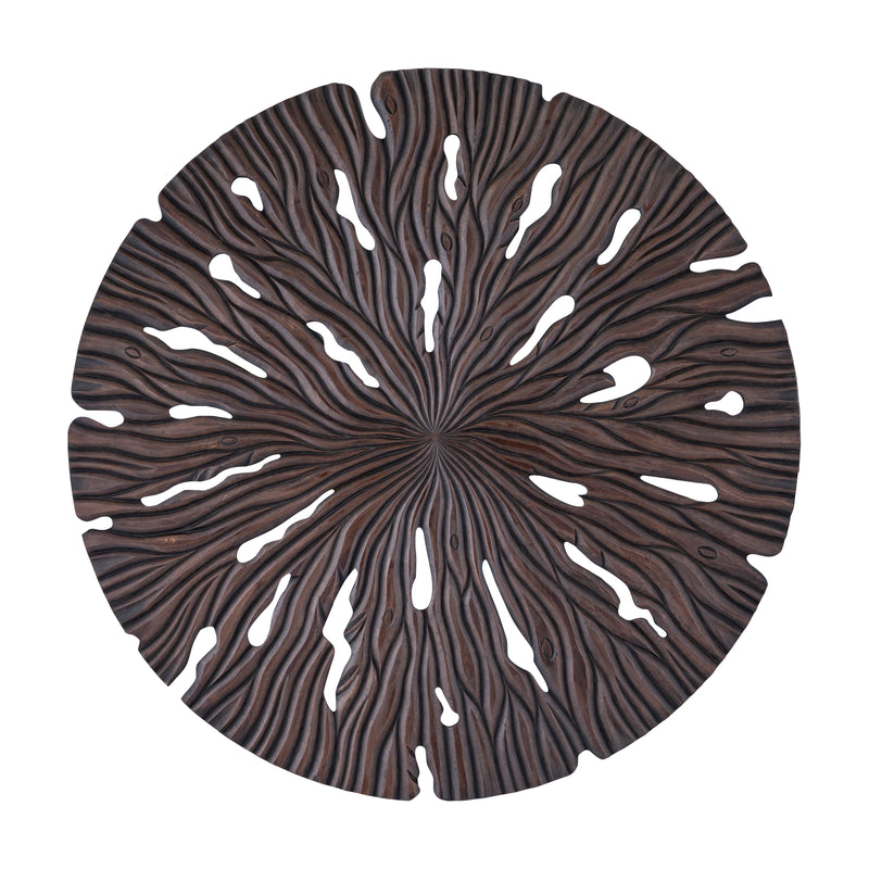 Bonte Brown Wall Panel Wavy Carved Round L