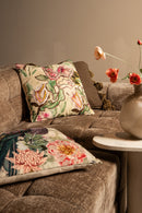 Loralee Green Square Cotton Cushion Peacock