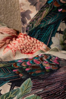 Loralee Green Square Cotton Cushion Peacock