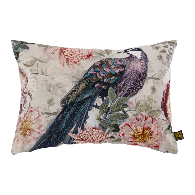 PTMD Loralee Green Rectangle Cotton Cushion Peacock 